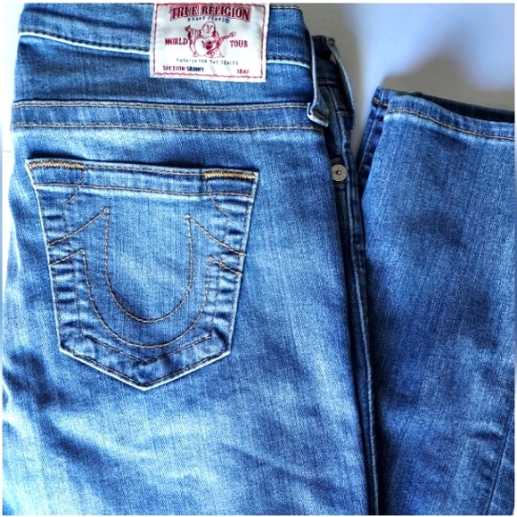 Lucky Brand Denim - True Religion Stella Skinny Jeans Womens 30 x 32 Blue Denim Stretch Zip Fly